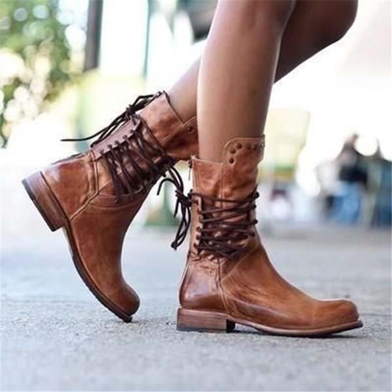 Linda | Cognac-colored lace-up shoes
