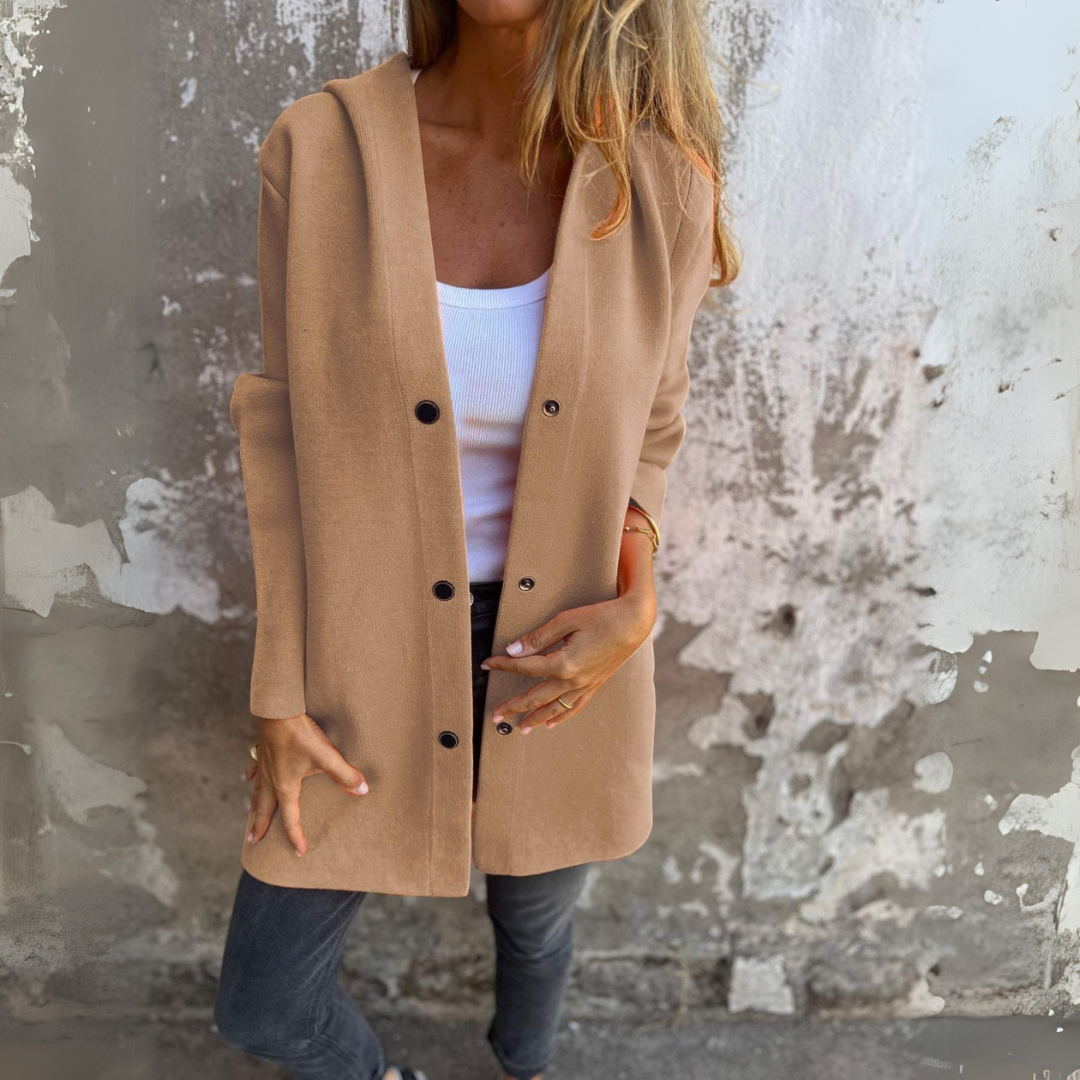 Nadia | Casual single-row hooded jacket