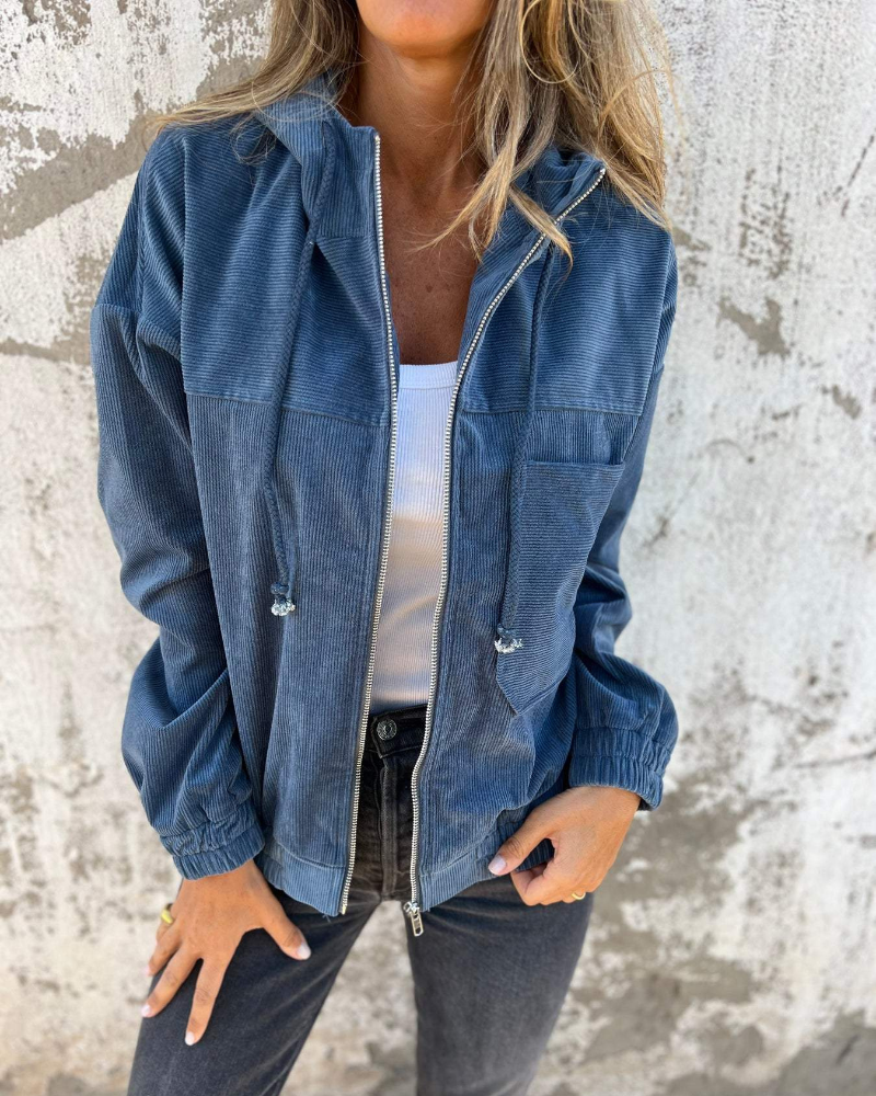 Brisa | Hooded velvet jacket with zipper