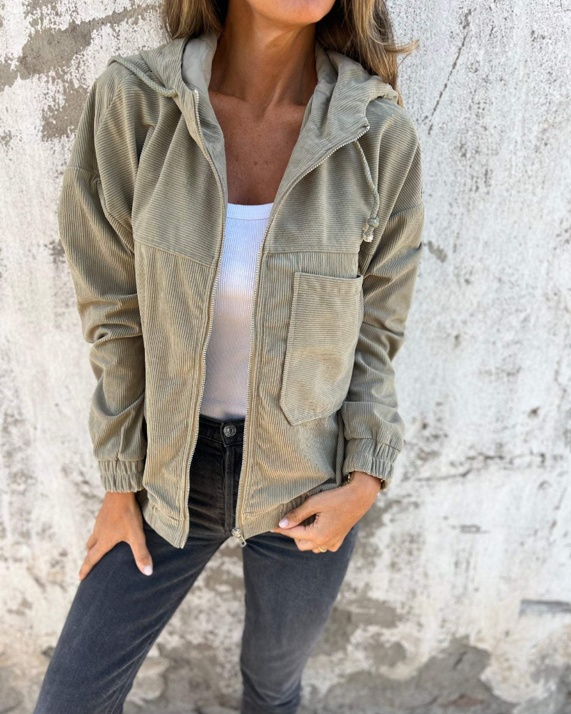 Brisa | Hooded velvet jacket with zipper