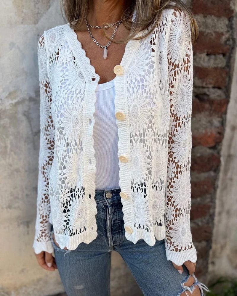 Nalie | Crochet Lace Button Cardigan