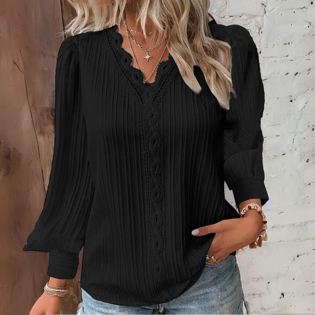 Melinda | Chiffon blouse with lace details