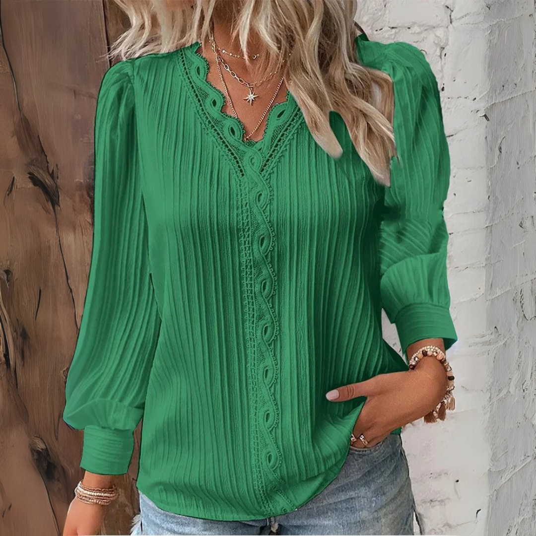 Melinda | Chiffon blouse with lace details