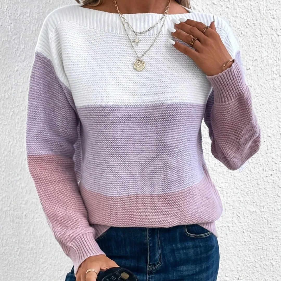 Lourdes | Elegant sweater with tricolor patchwork