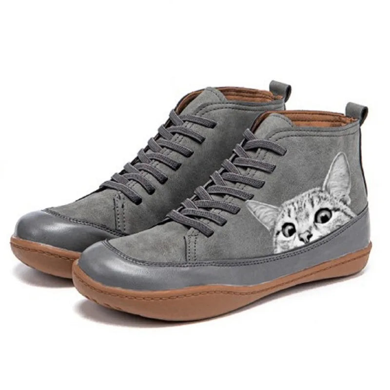 Léonie | Playful cat-patterned high-top sneakers