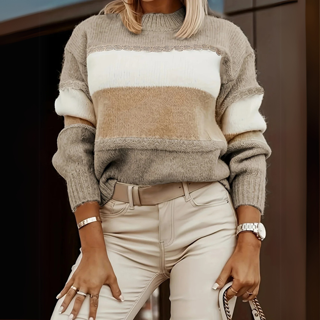 Angela | Casual Contrast Stripe Sweatshirt