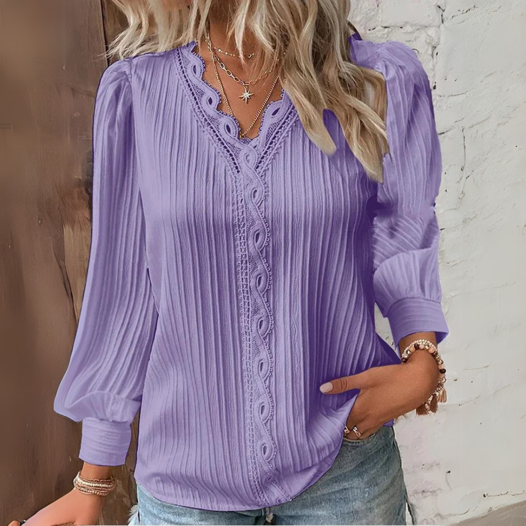 Melinda | Chiffon blouse with lace details