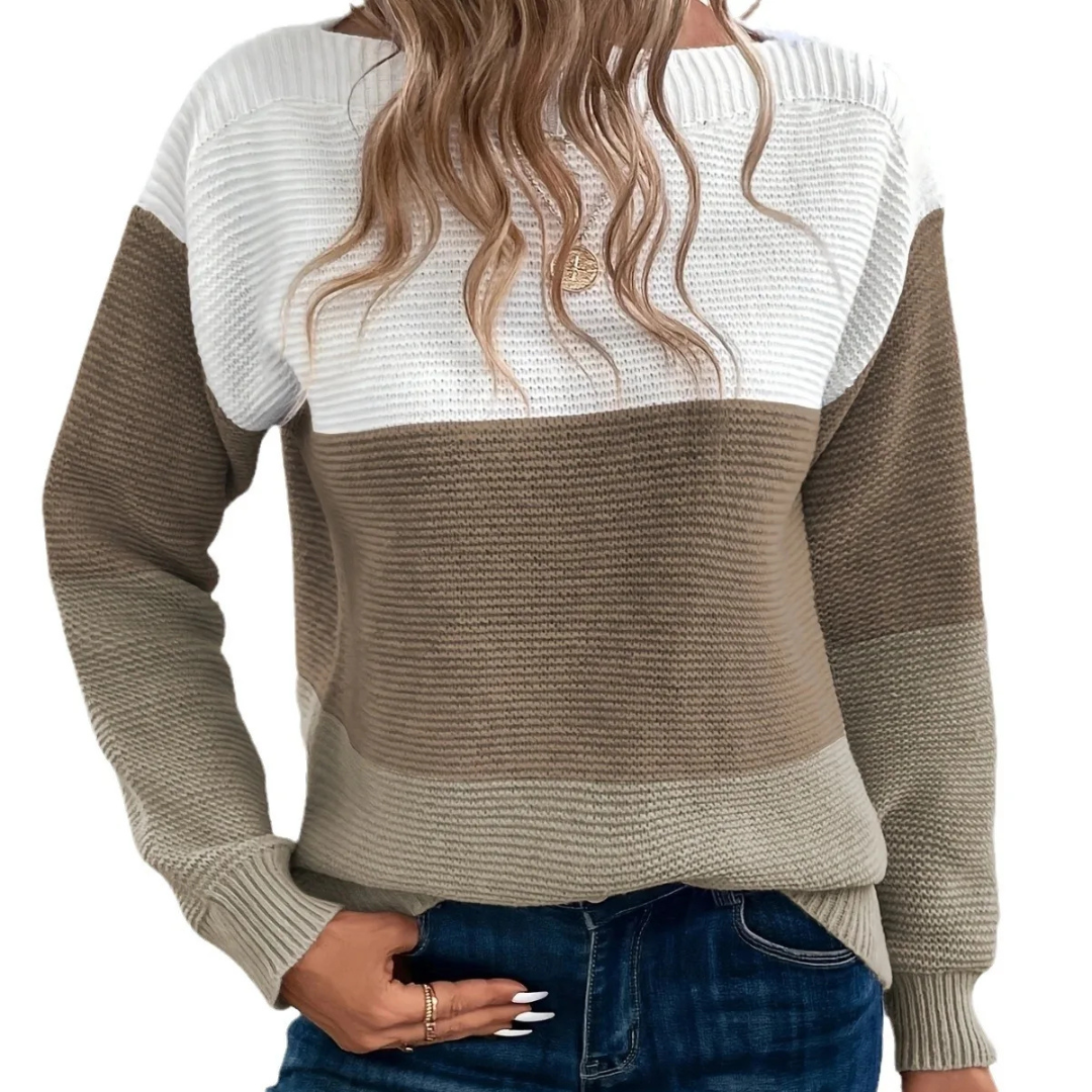 Lourdes | Elegant sweater with tricolor patchwork