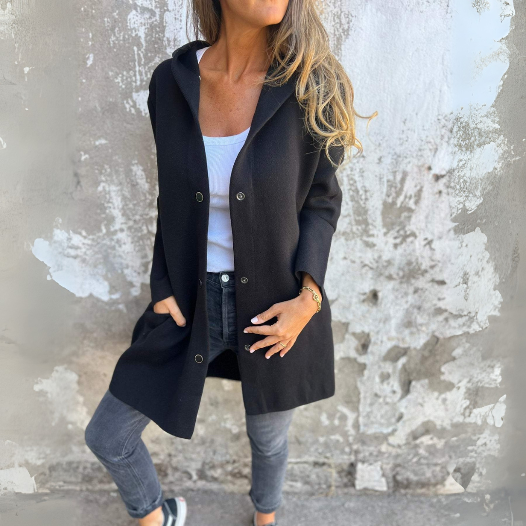 Nadia | Casual single-row hooded jacket