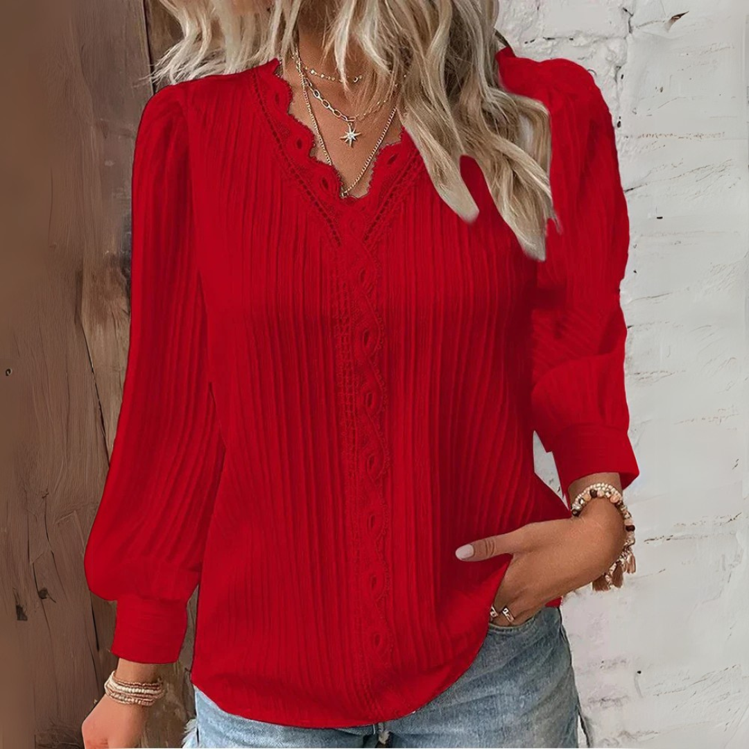 Melinda | Chiffon blouse with lace details