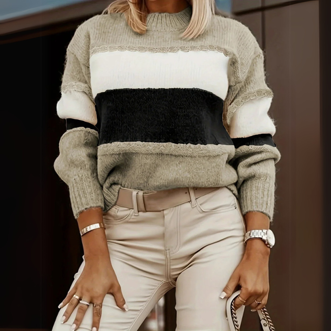 Angela | Casual Contrast Stripe Sweatshirt