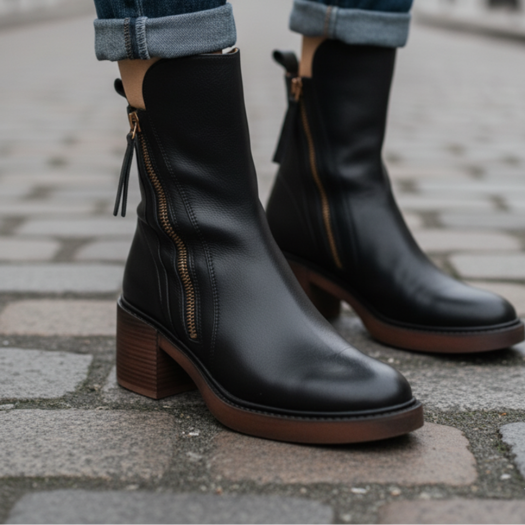 Éliane | Elegant heeled ankle boots with zip closure