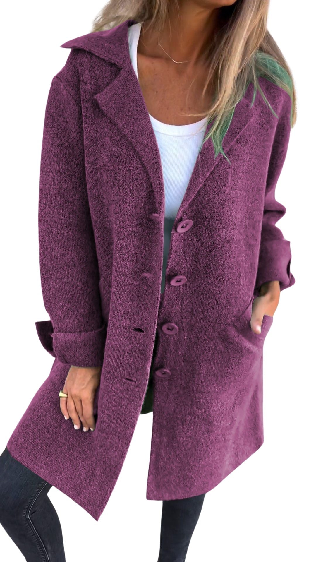 Magdalena | Casual long coat with lapels