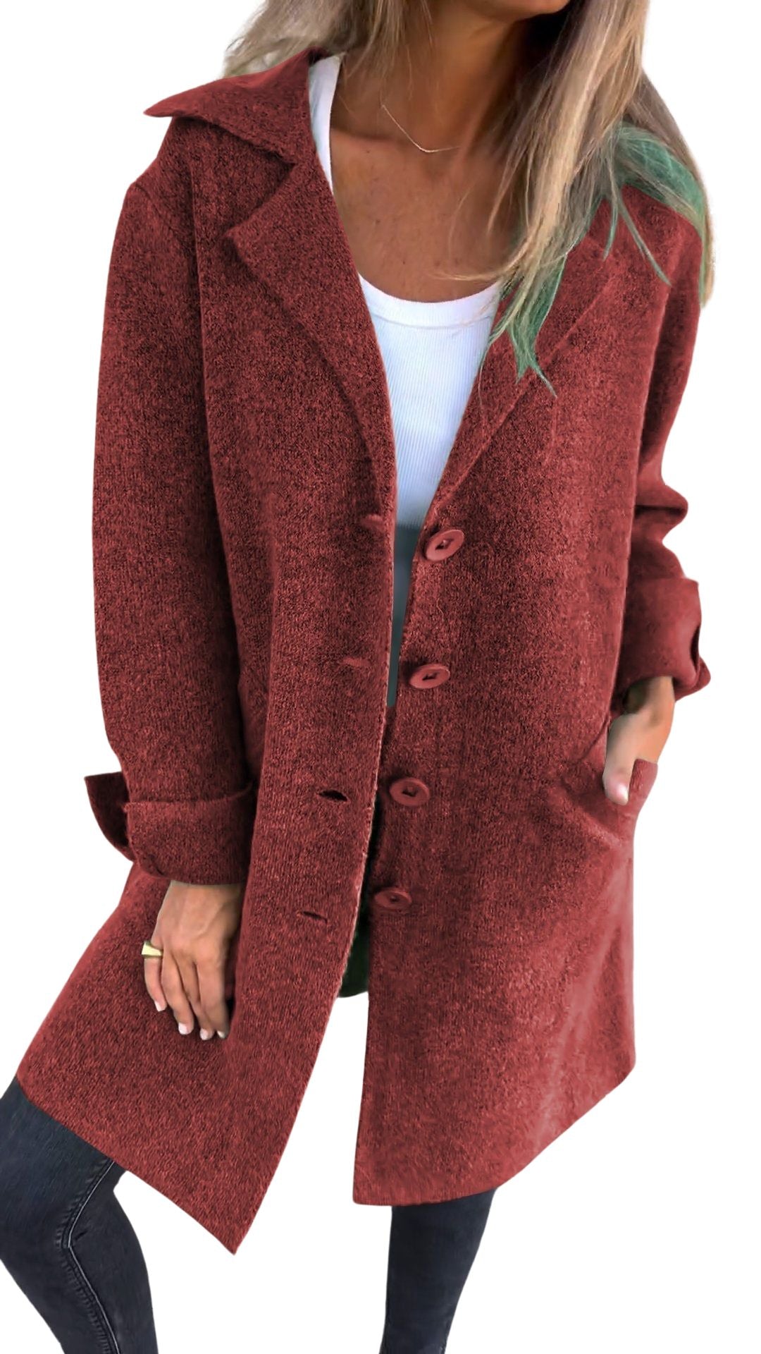 Magdalena | Casual long coat with lapels