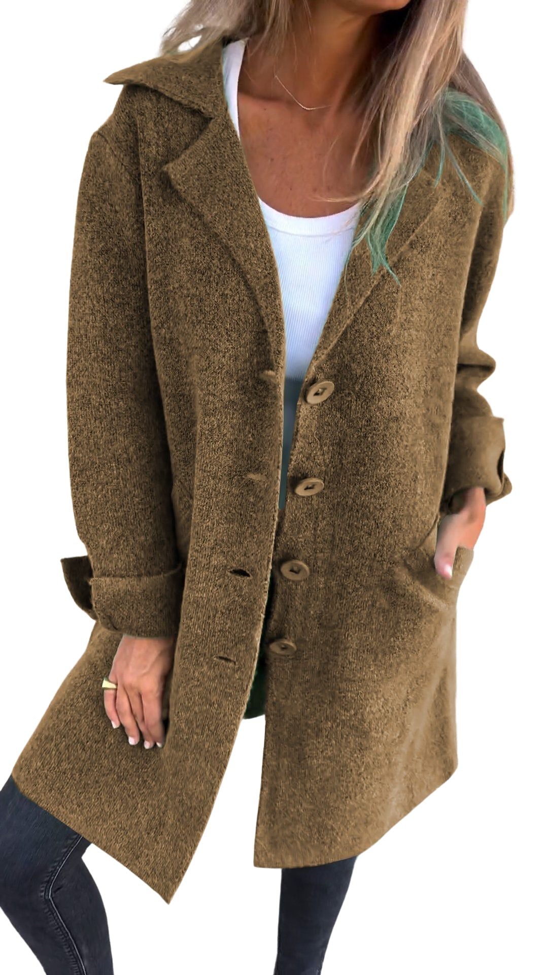 Magdalena | Casual long coat with lapels