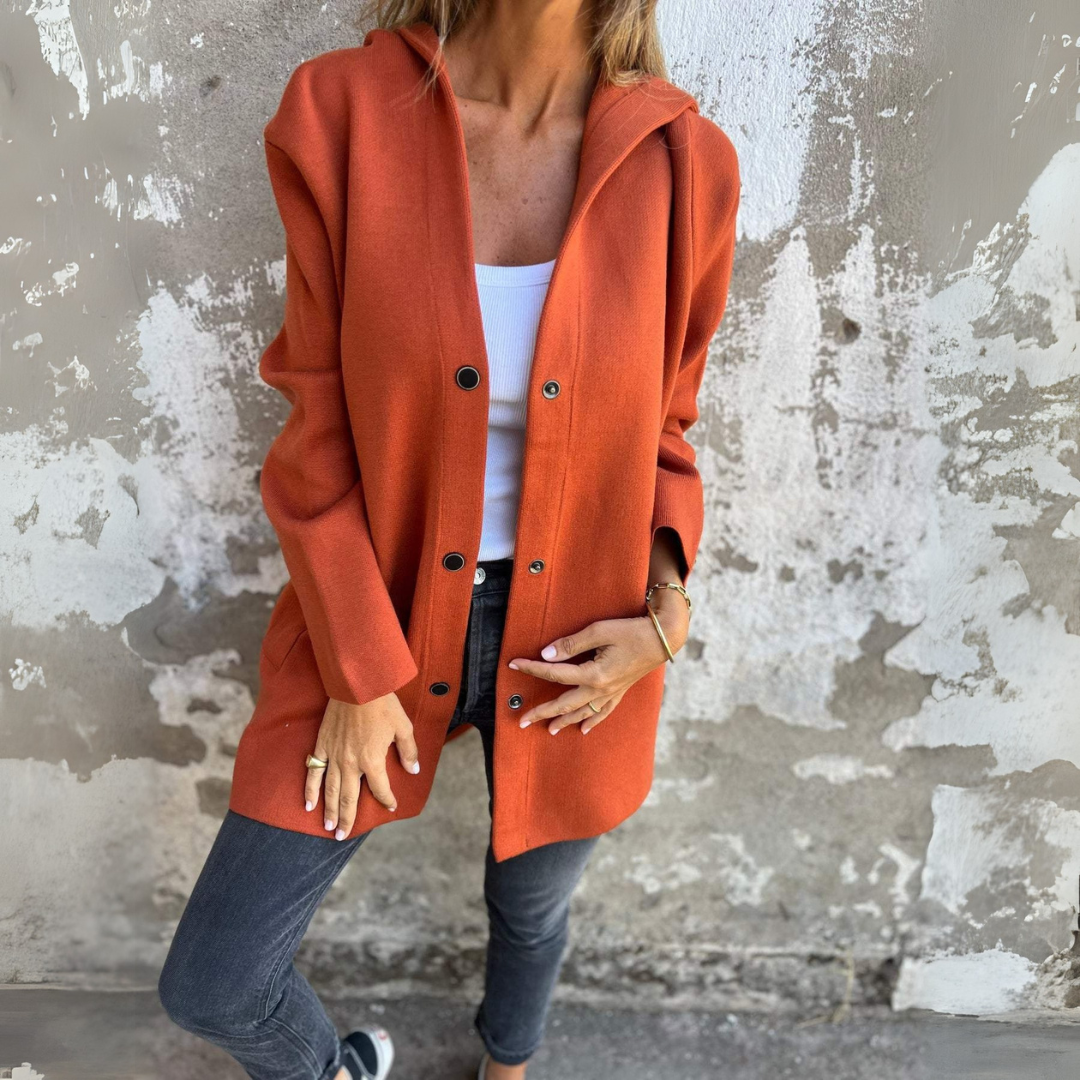 Nadia | Casual single-row hooded jacket