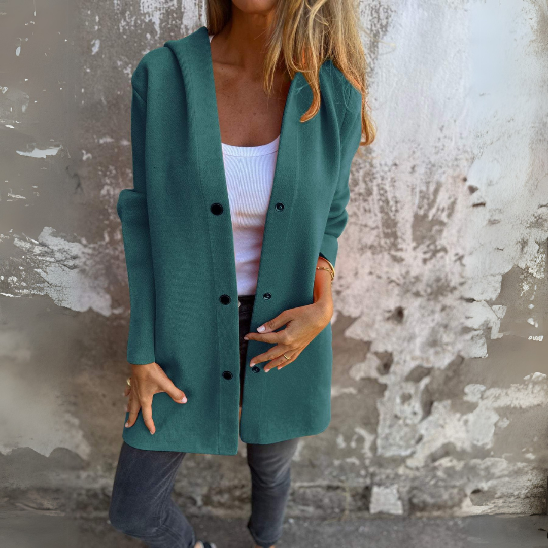 Nadia | Casual single-row hooded jacket