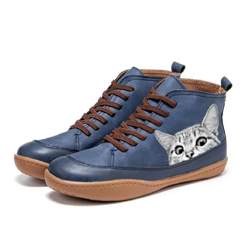 Léonie | Playful cat-patterned high-top sneakers