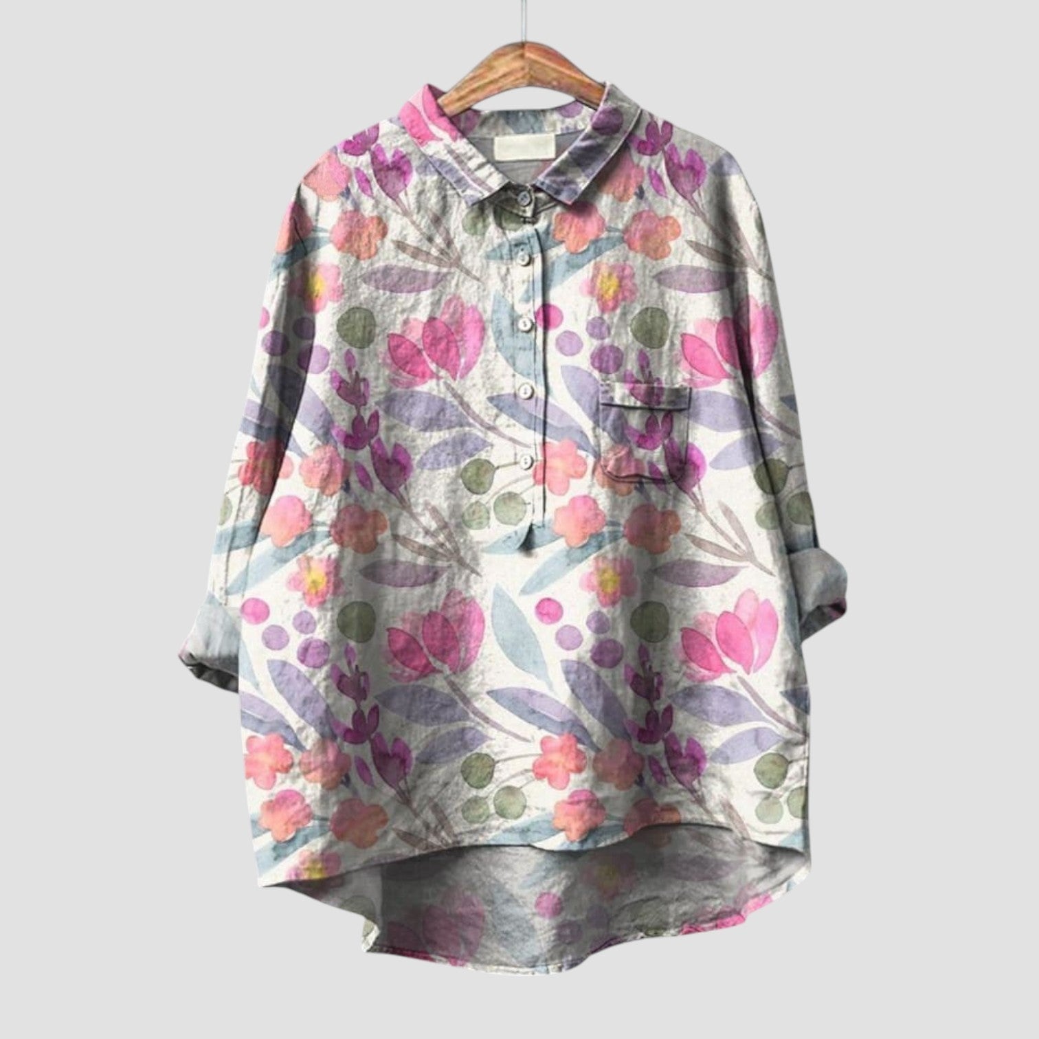 Benedetta | Oversized shirt with floral print in pastel tones