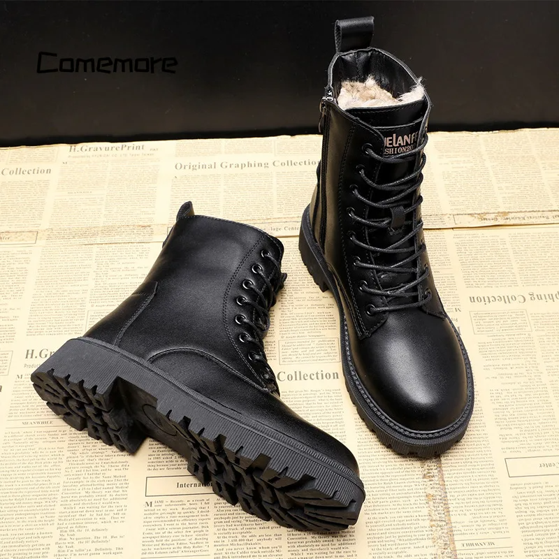 Inés | Black leather winter boots