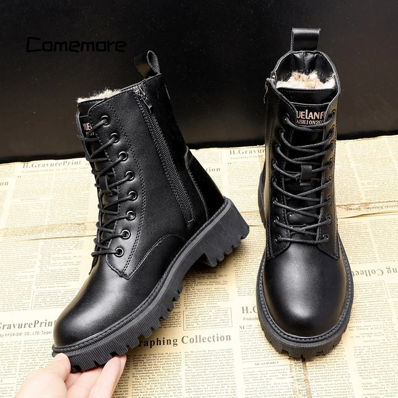 Inés | Black leather winter boots