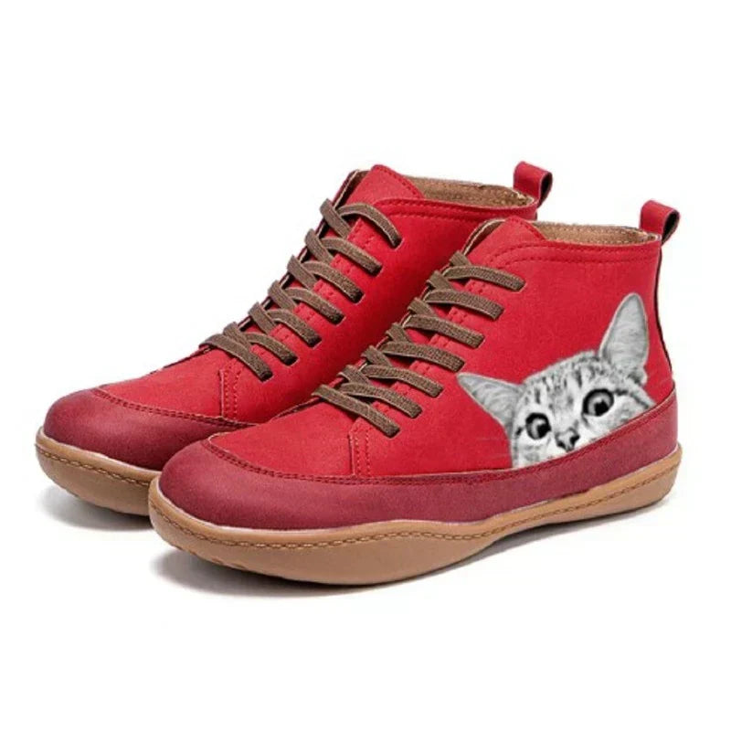 Léonie | Playful cat-patterned high-top sneakers