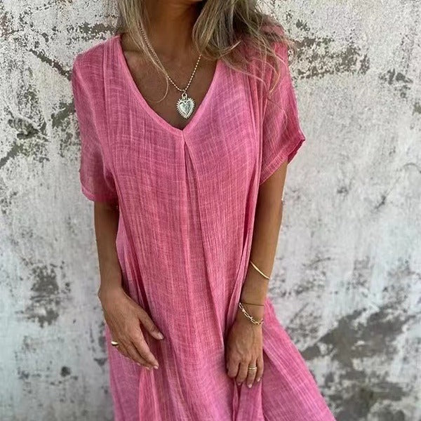 Naia | Lightweight cotton and linen V-neck dress