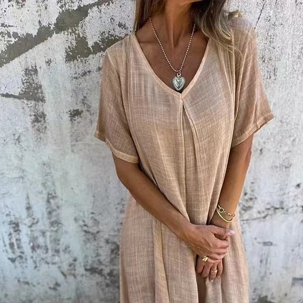 Naia | Lightweight cotton and linen V-neck dress