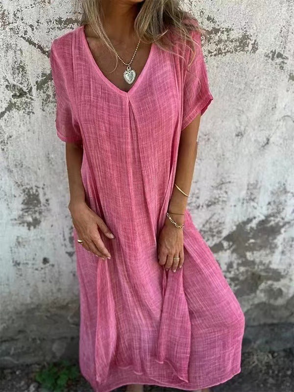 Naia | Lightweight cotton and linen V-neck dress