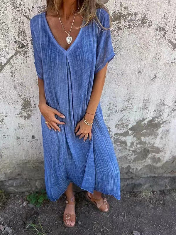 Naia | Lightweight cotton and linen V-neck dress