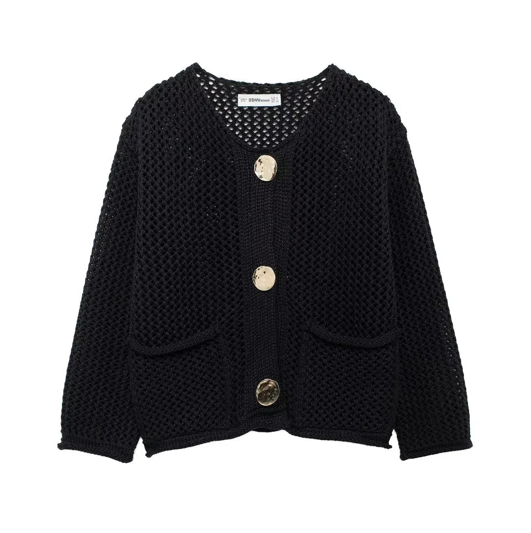 Violet | Knitted jacket with gold buttons
