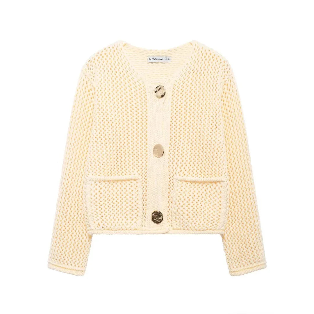 Violet | Knitted jacket with gold buttons