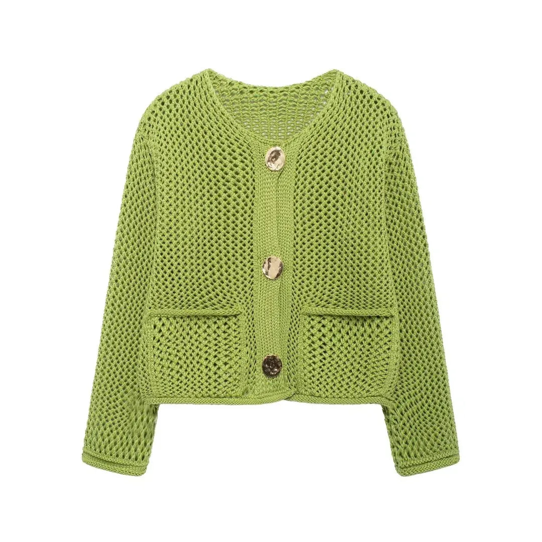 Violet | Knitted jacket with gold buttons