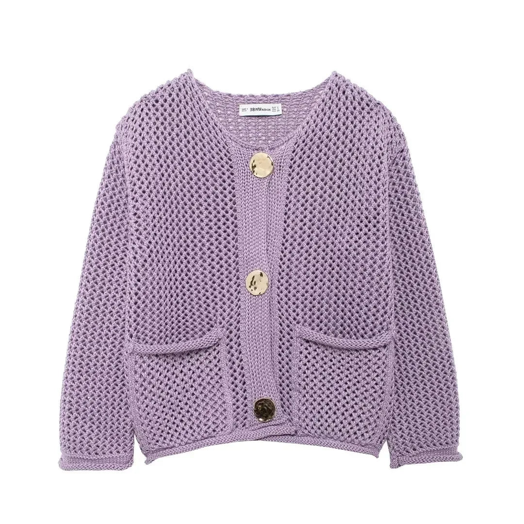Violet | Knitted jacket with gold buttons