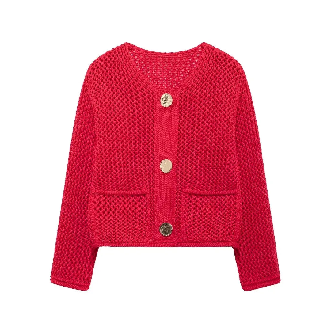 Violet | Knitted jacket with gold buttons