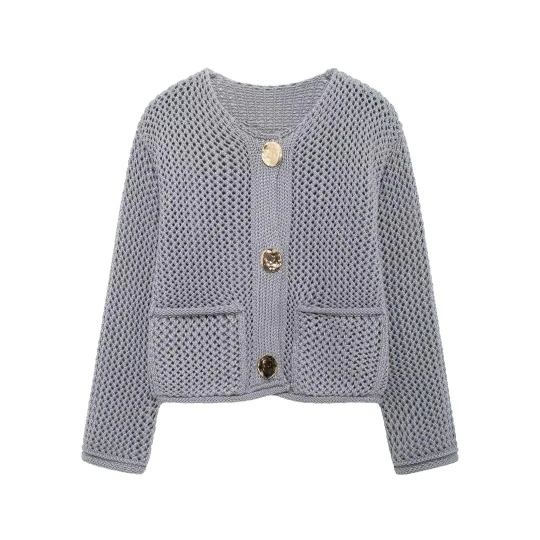 Violet | Knitted jacket with gold buttons