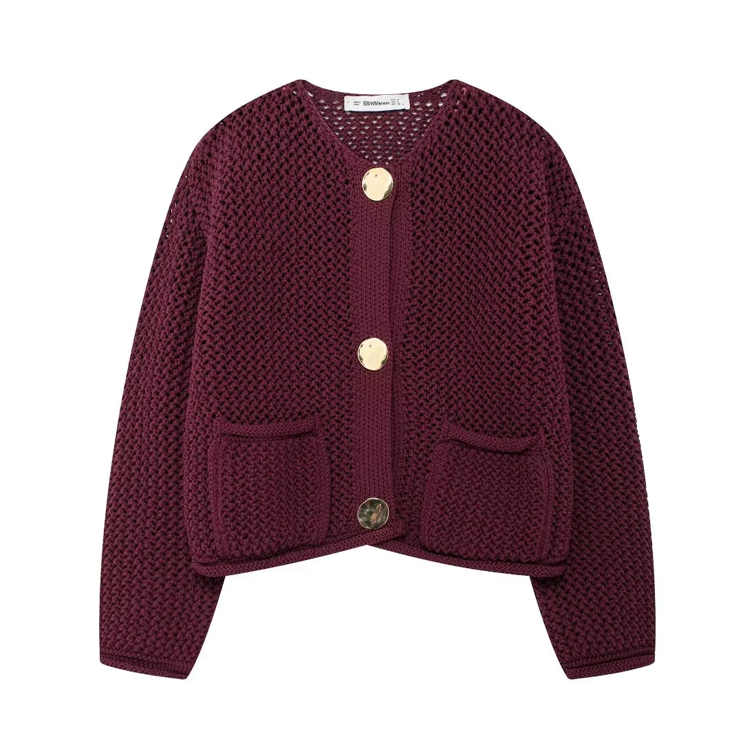 Violet | Knitted jacket with gold buttons