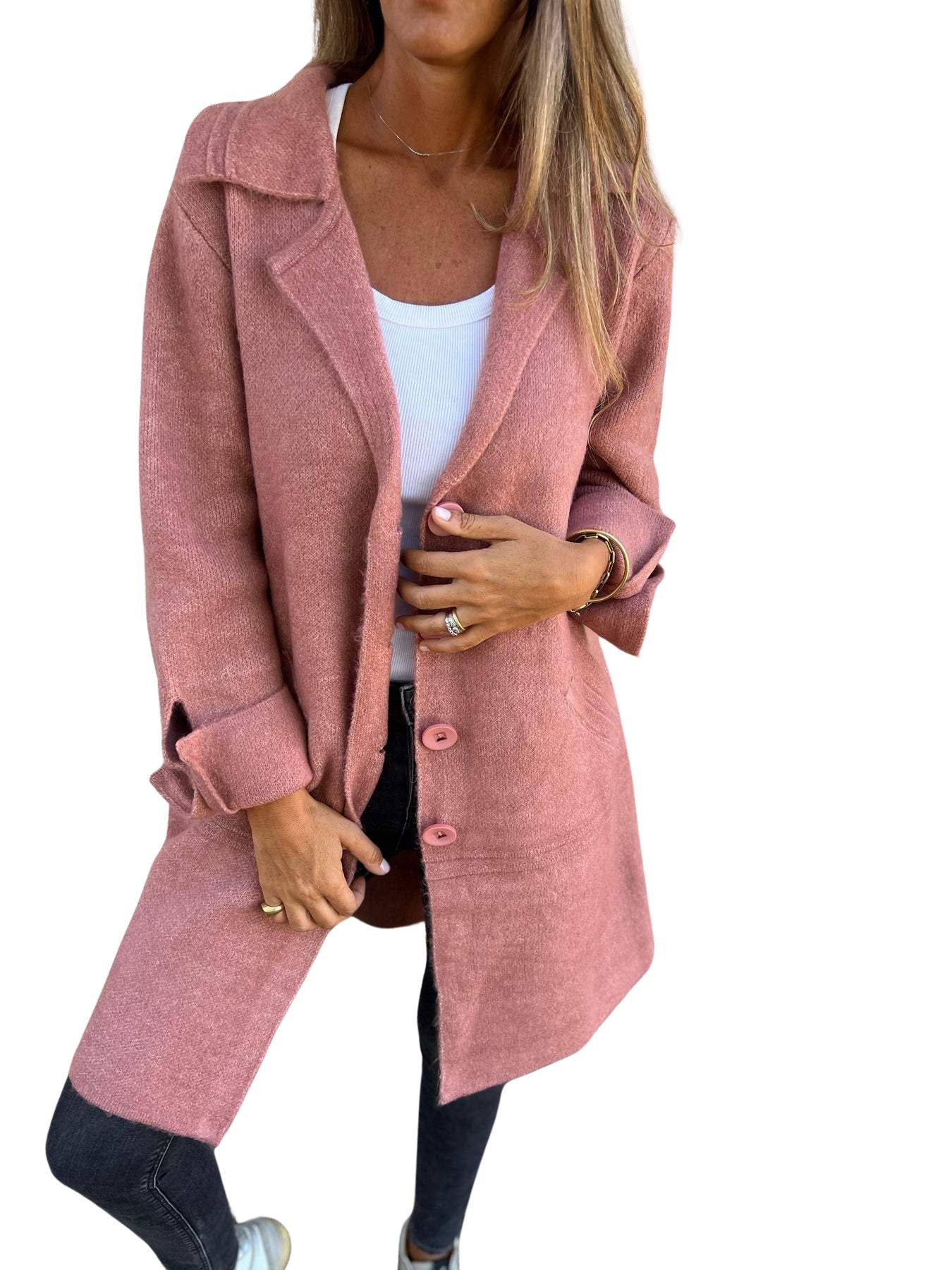 Magdalena | Casual long coat with lapels