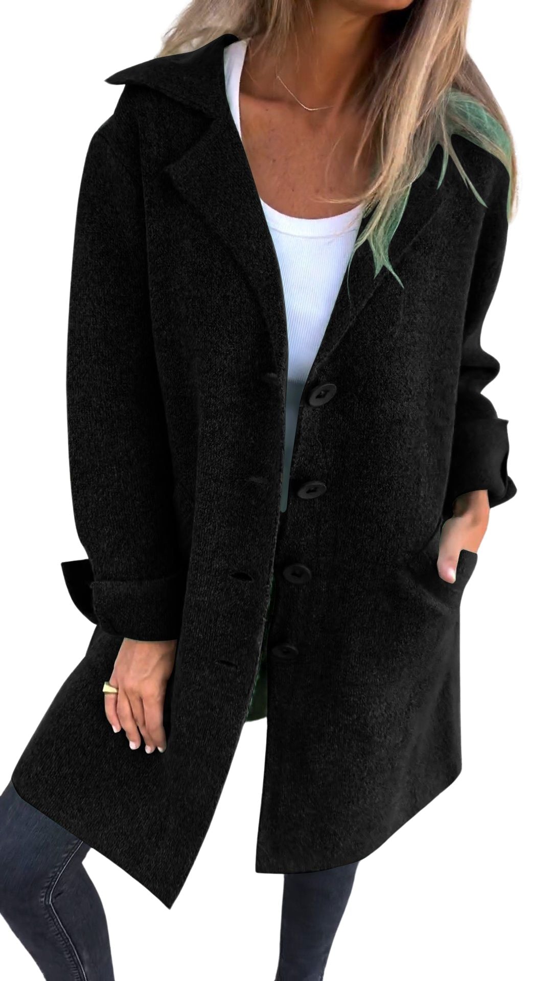 Magdalena | Casual long coat with lapels