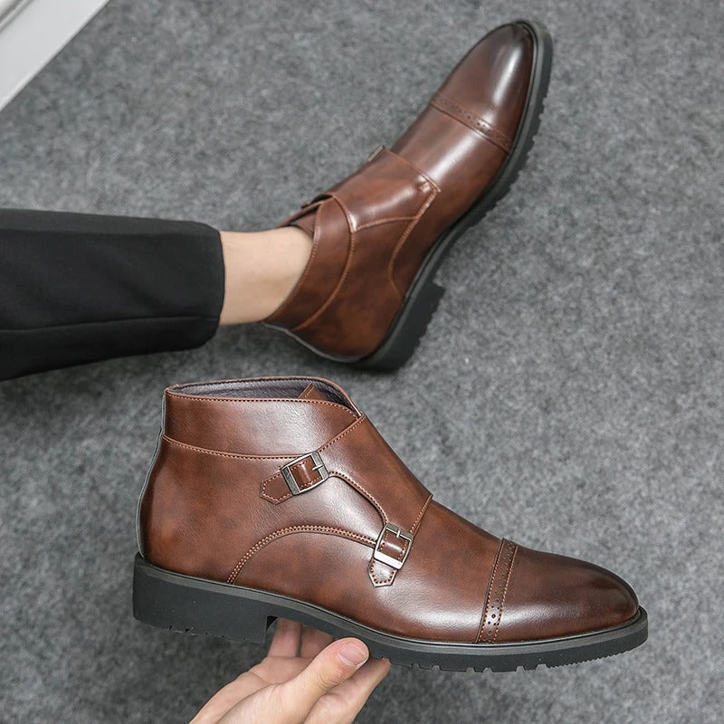 José | Double monk leather ankle boot with buckles