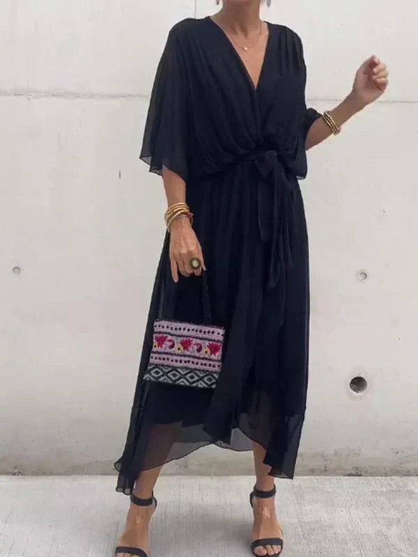 Monica | Chiffon dress with V-neck