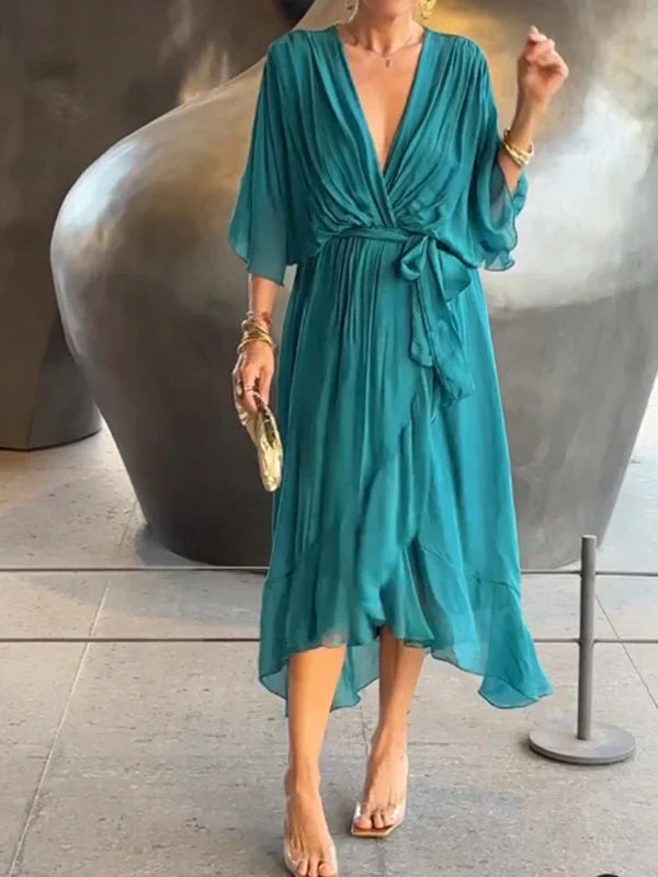 Monica | Chiffon dress with V-neck