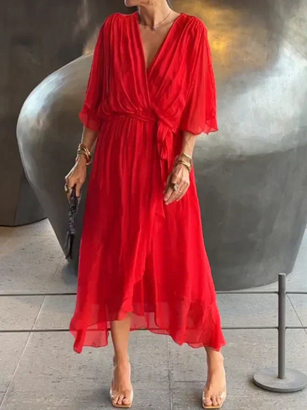 Monica | Chiffon dress with V-neck