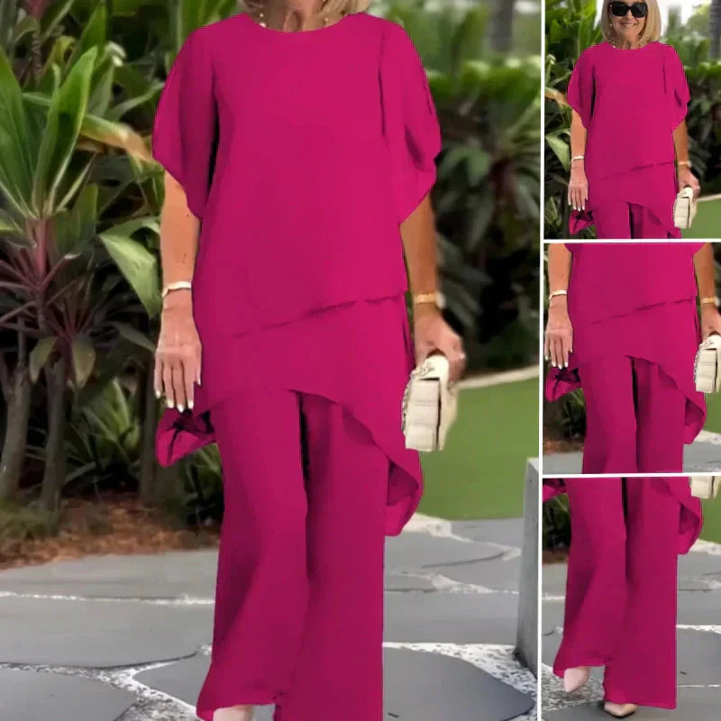 Herlene | Elegant irregular top and pants set