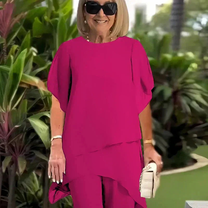 Herlene | Elegant irregular top and pants set