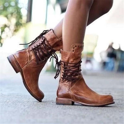 Linda | Cognac-colored lace-up shoes