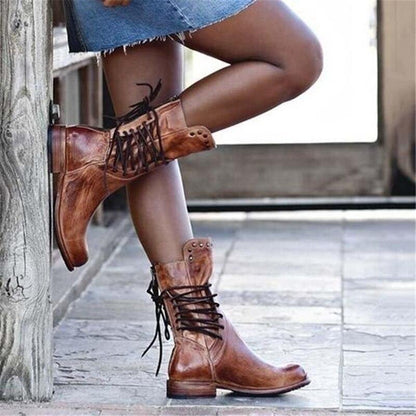Linda | Cognac-colored lace-up shoes