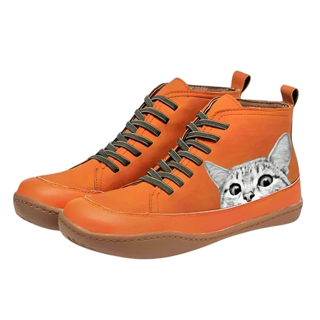 Léonie | Playful cat-patterned high-top sneakers