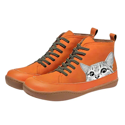 Léonie | Playful cat-patterned high-top sneakers