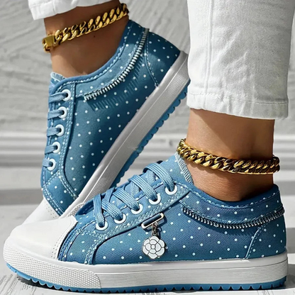 Lirio | Floral lace shoes with denim details